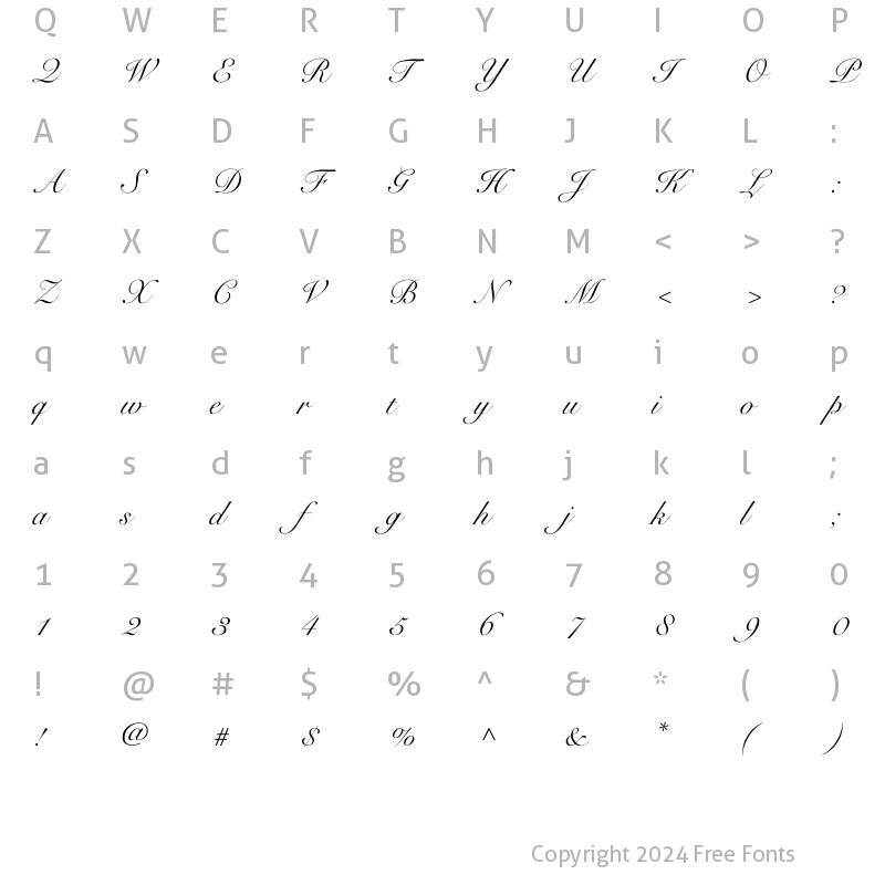 Character Map of Rose Round Light Regular