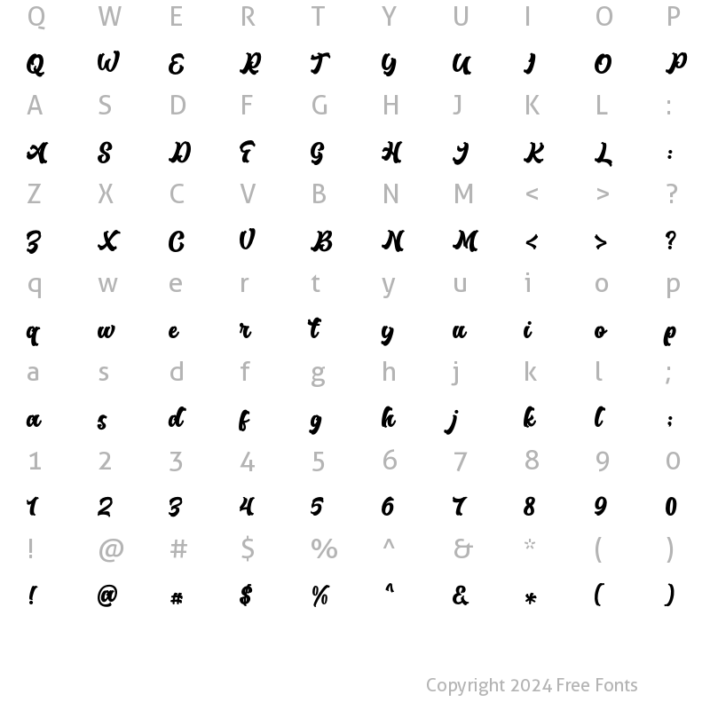 Character Map of Rose Town Regular