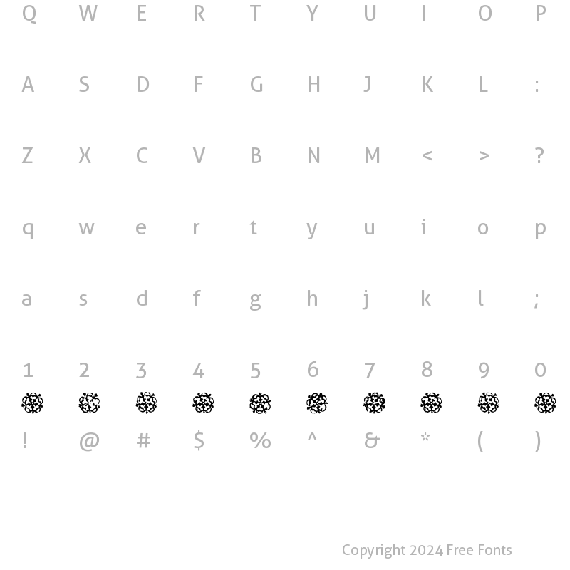 Character Map of RoseBorderWF Regular