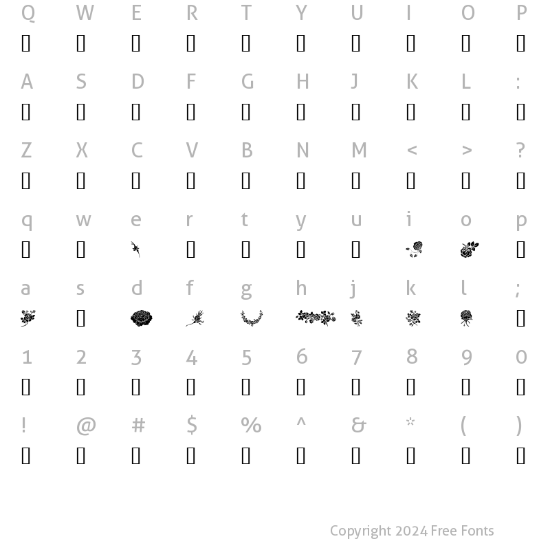 Character Map of Rosegarden Regular