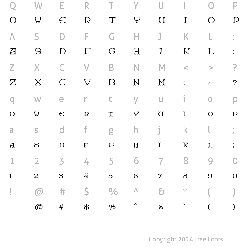 Character Map of RoseGardenEF-BoldInlayOne Regular