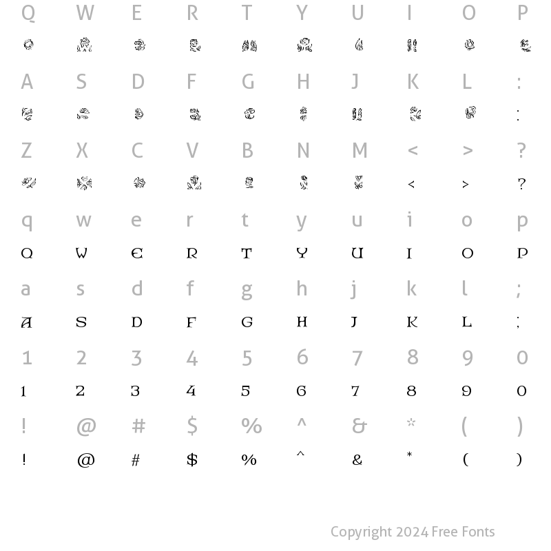 Character Map of RoseGardenEF-InlayTwo Regular