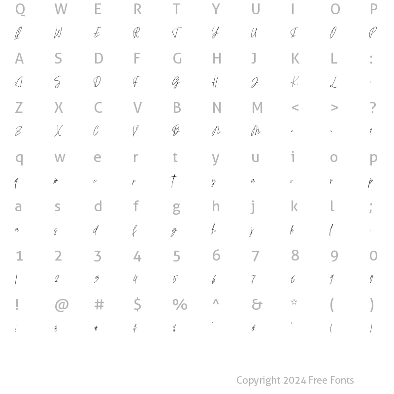 Character Map of Rosegold Regular