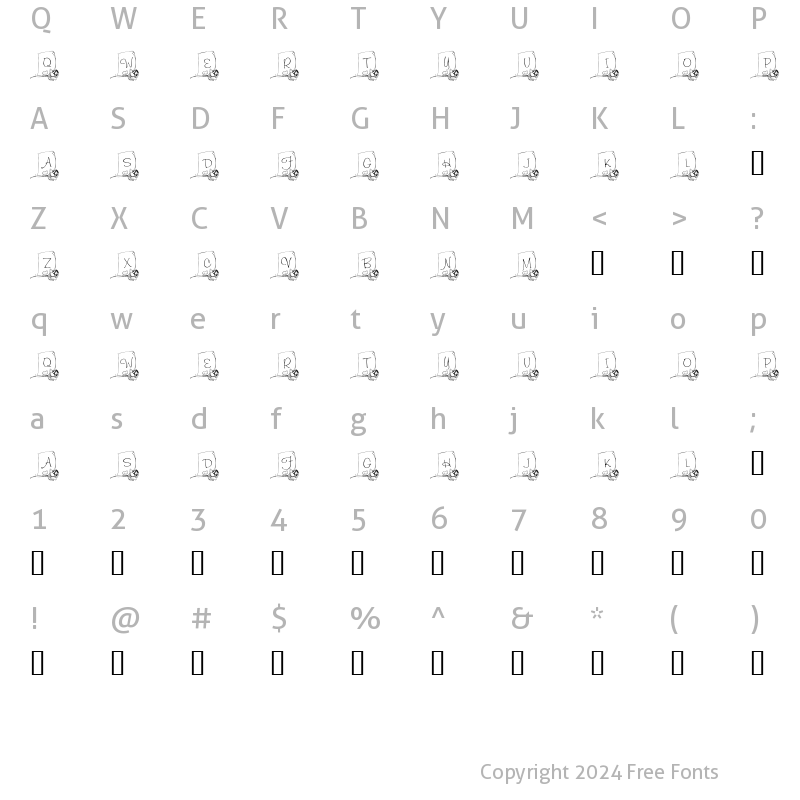 Character Map of RoseNote Regular