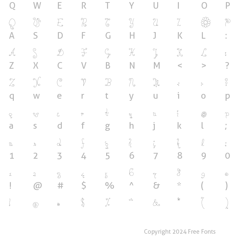 Character Map of RoseWater Regular