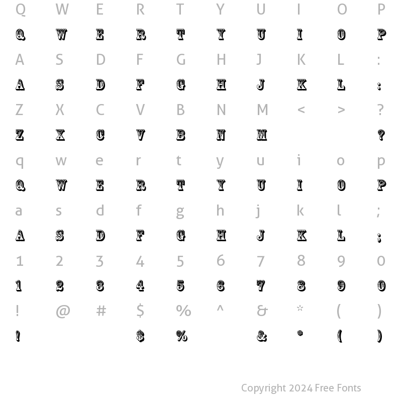 Character Map of Rosewood Regular