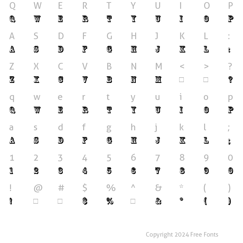 Character Map of Rosewood Roman