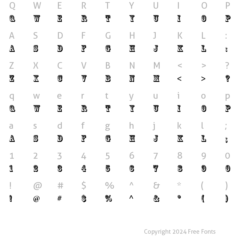 Character Map of Rosewood Std Regular