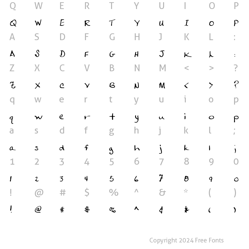 Character Map of RoslinsHand Regular