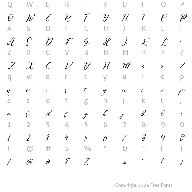 Character Map of Roslitta Aganta Italic