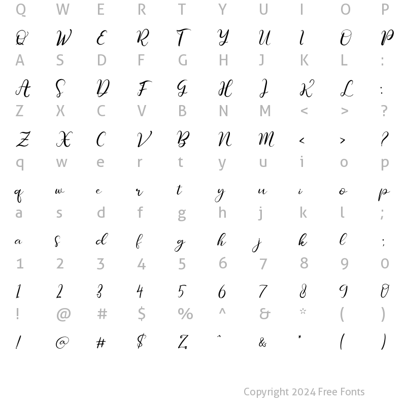 Character Map of Roslitta Aganta Regular