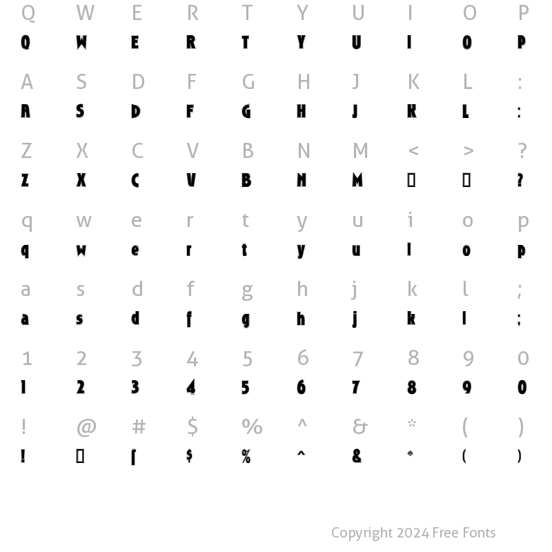 Character Map of Roslyn Contour Regular