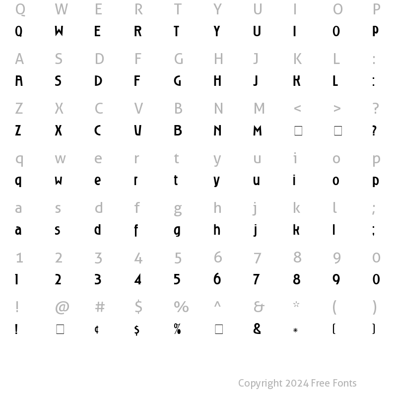 Character Map of Roslyn Gothic Regular