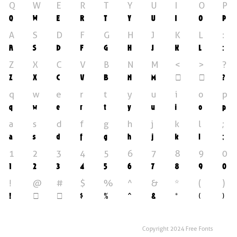 Character Map of Roslyn MN Bold