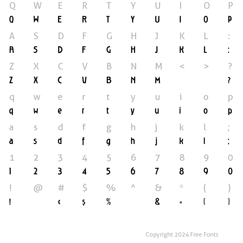 Character Map of RoslynGothicMedium_DG Regular