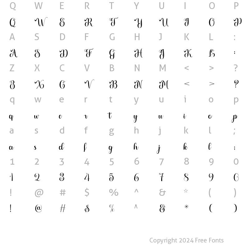 Character Map of Rosnila Regular