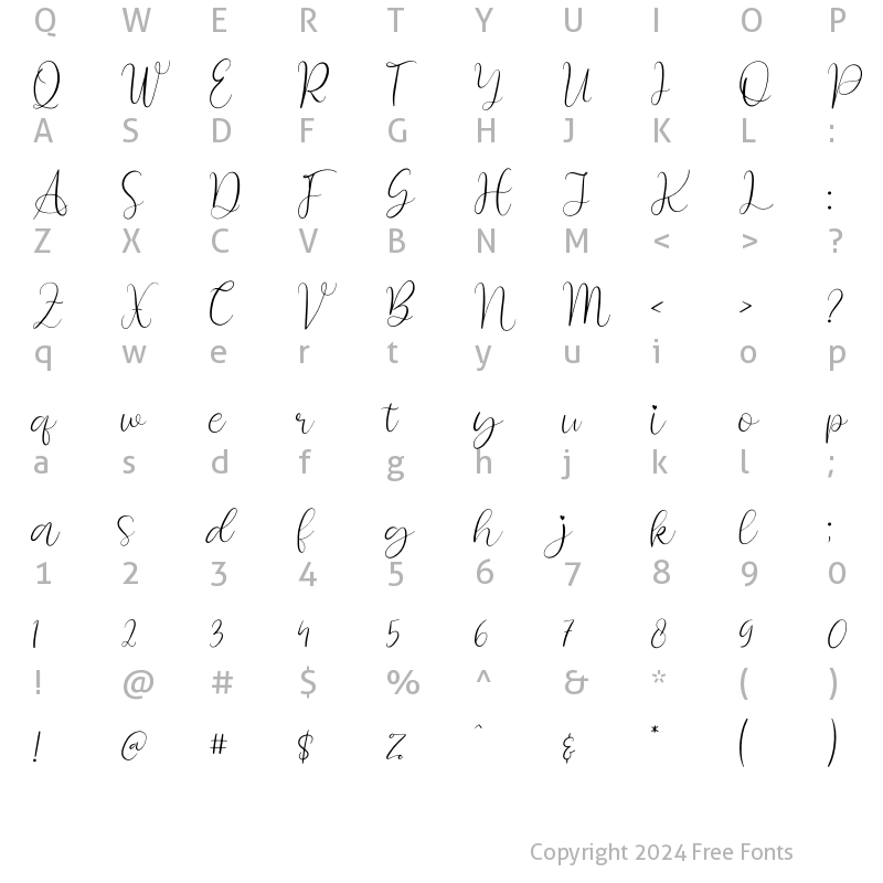 Character Map of Rossie Bella Regular