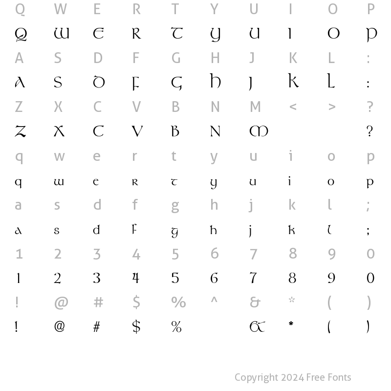 Character Map of Rosslaire Regular