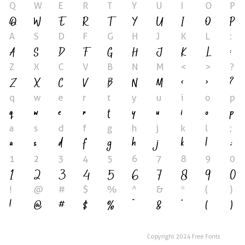 Character Map of Rosther Regular