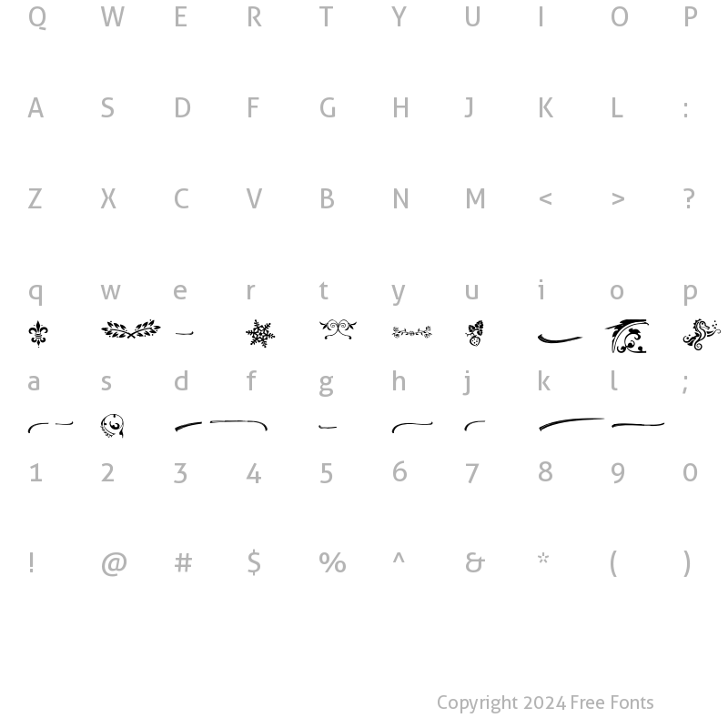 Character Map of Rosvigts Swash Regular