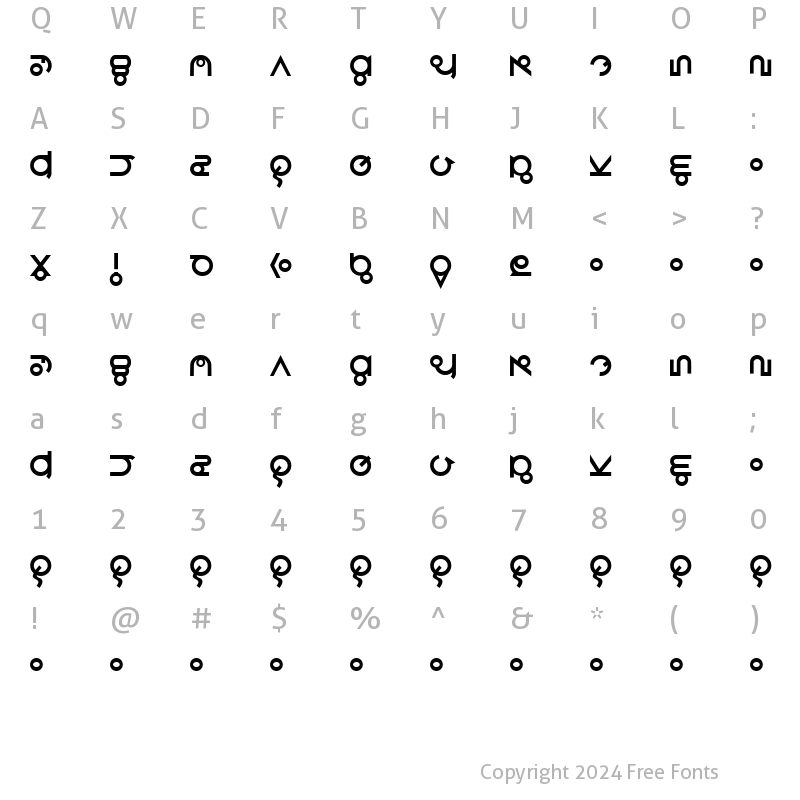 Character Map of Roswell Wreckage Regular