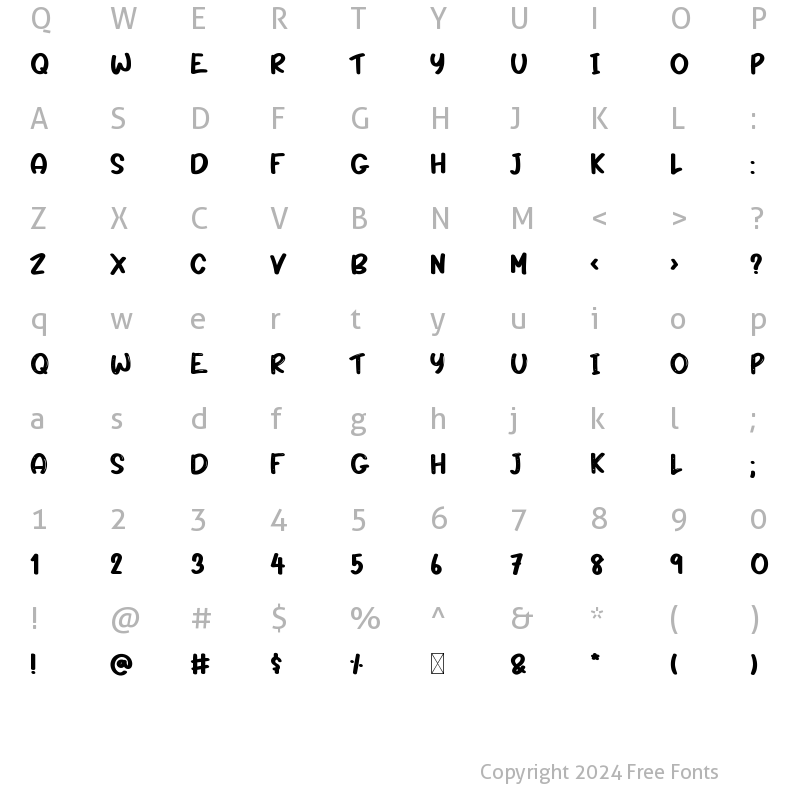 Character Map of Rosy Lips Regular