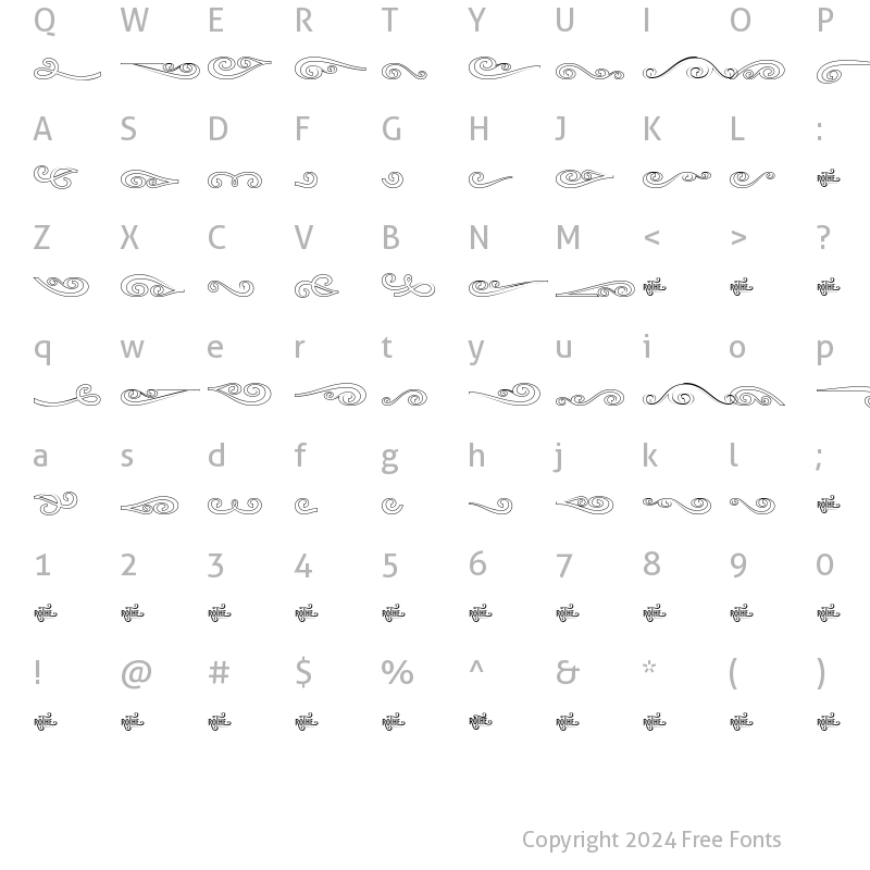 Character Map of ROTHE Elements Outline Regular