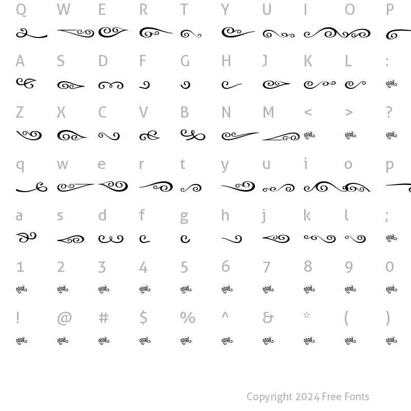 Character Map of ROTHE Elements Regular