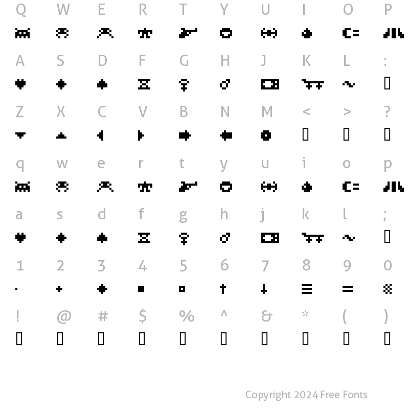 Character Map of ROTORcap Symbols Regular