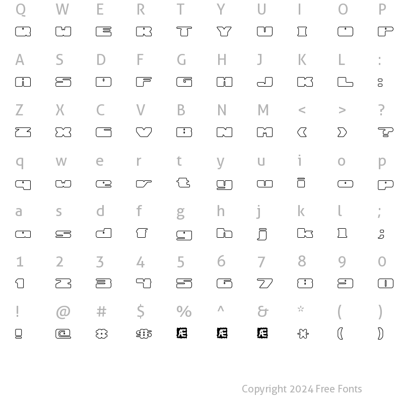 Character Map of Rotund Outline (BRK) Regular