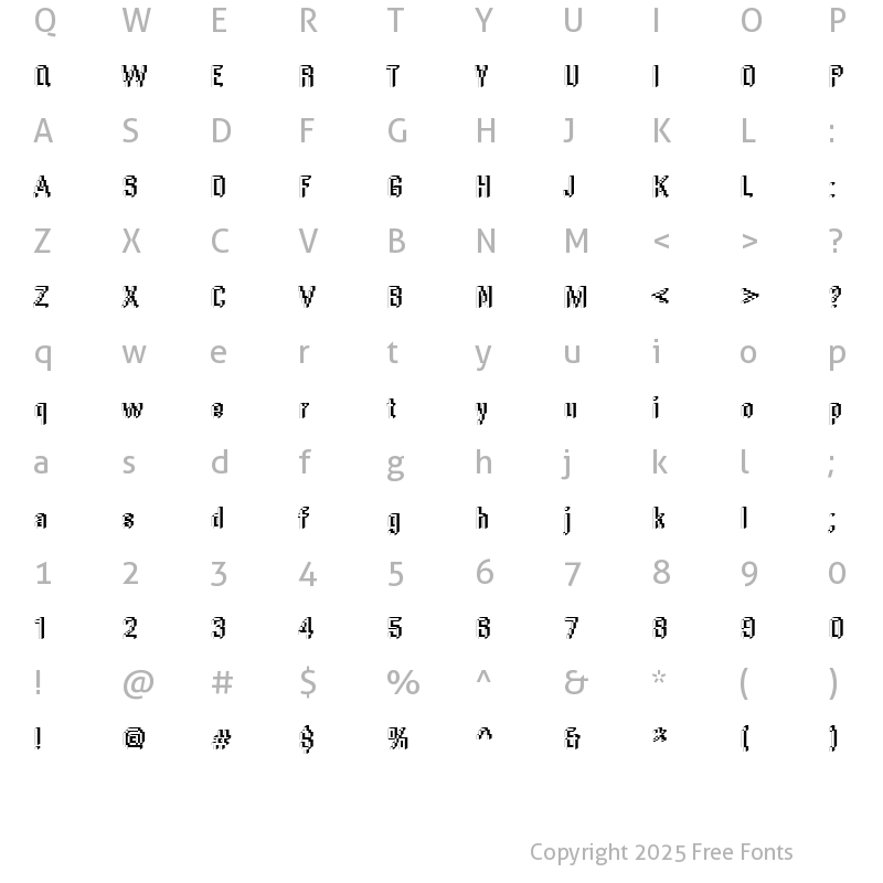 Character Map of Rough55 Becker Regular