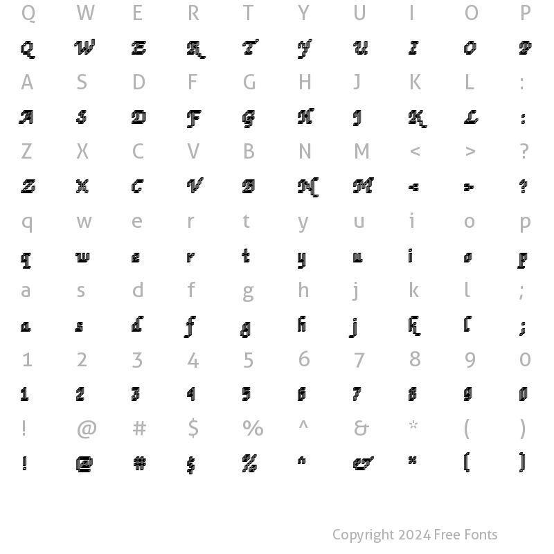 Character Map of Rough74 Becker Regular