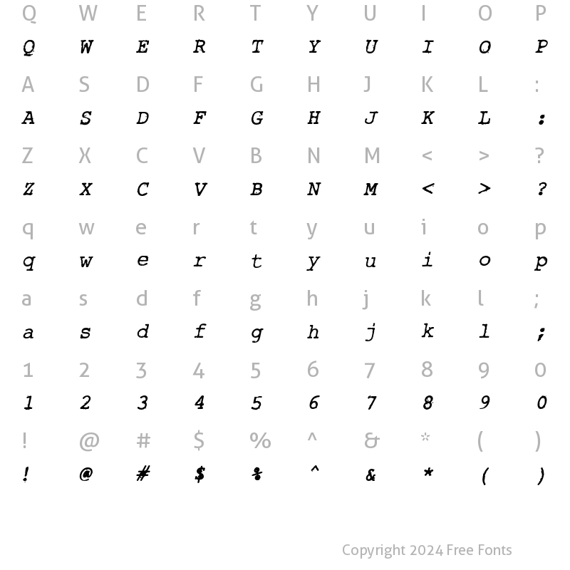 Character Map of Rough_Typewriter Bold Italic
