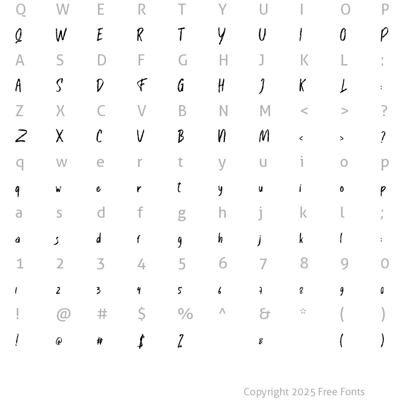 Character Map of Rougthy Regular