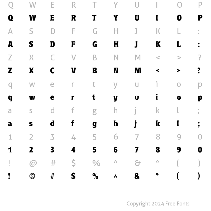 Character Map of Rounde Bold