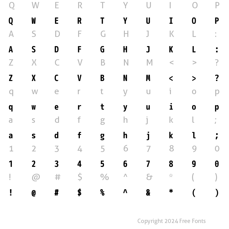 Character Map of Rounded-L M+ 2m bold