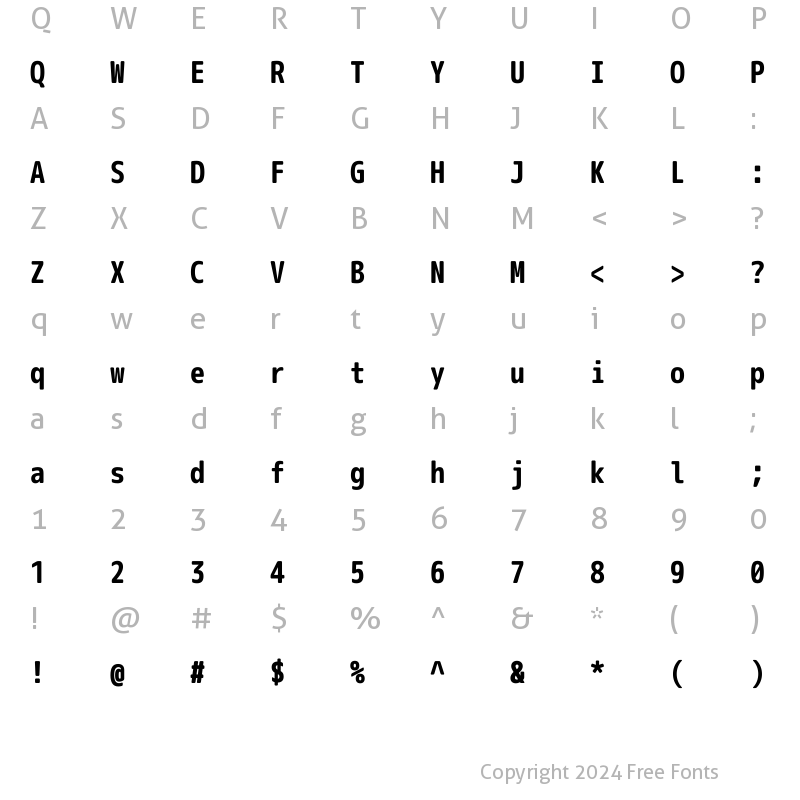 Character Map of Rounded-L Mgen+ 1m bold