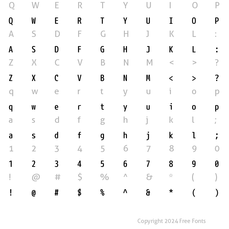 Character Map of Rounded-L Mgen+ 1mn medium