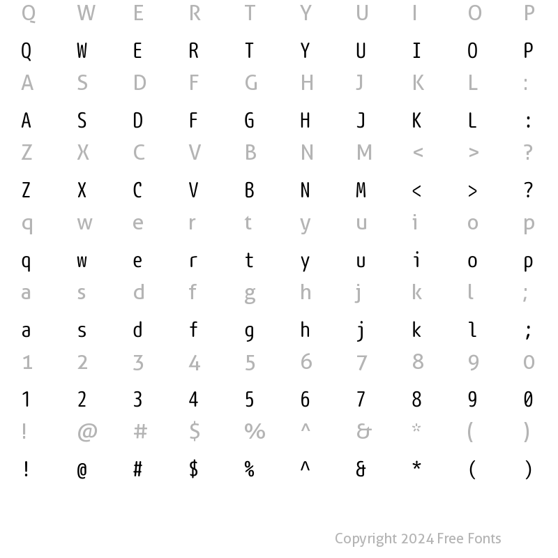 Character Map of Rounded-X M+ 1mn regular