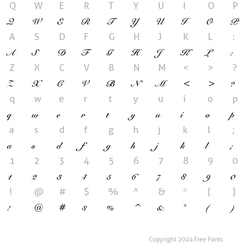 Character Map of Roundhand Bd BT Bold