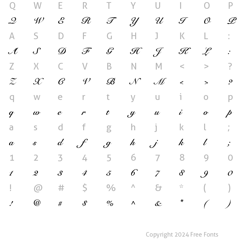 Character Map of Roundhand Bold