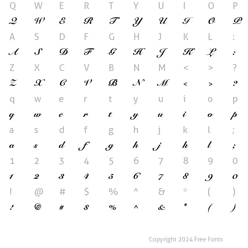 Character Map of RoundhandBlack Regular