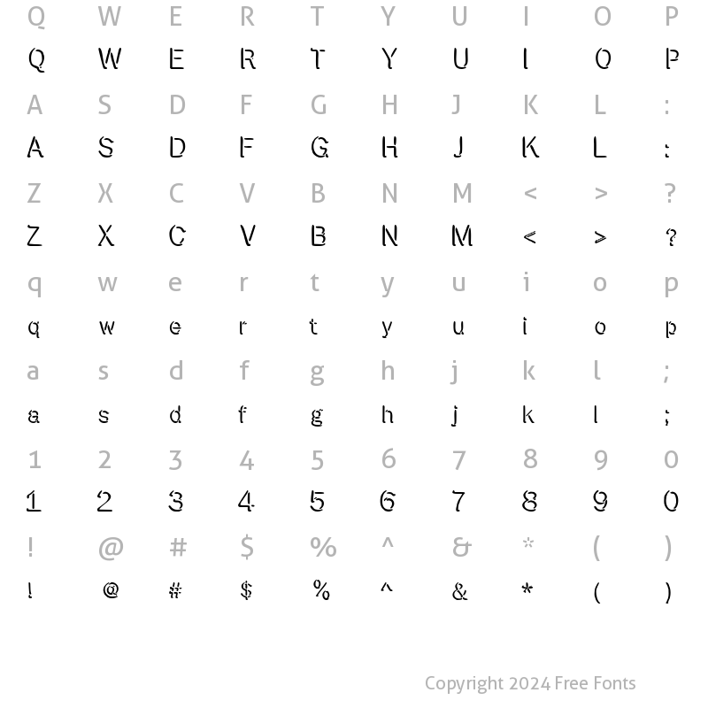 Character Map of Roundheads Regular