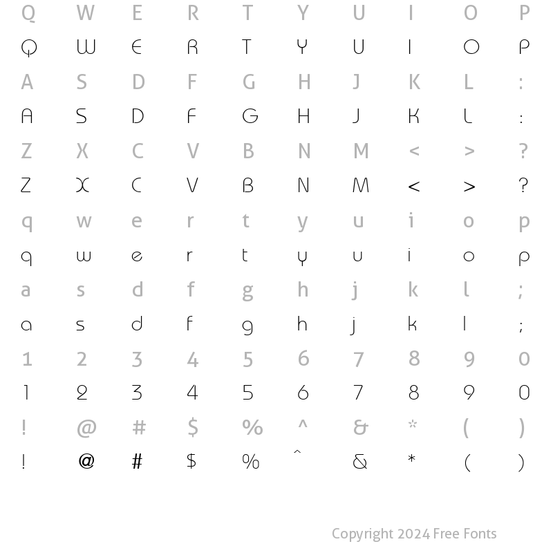 Character Map of RoundHouseLight Regular