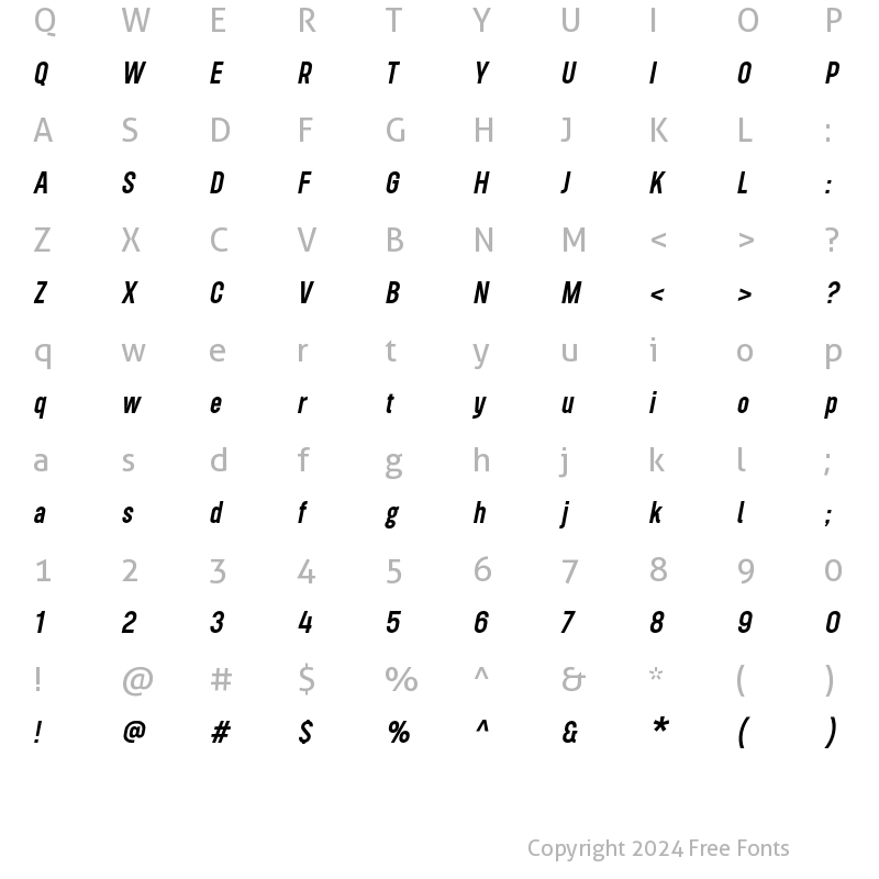 Character Map of Roundkey Medium Oblique