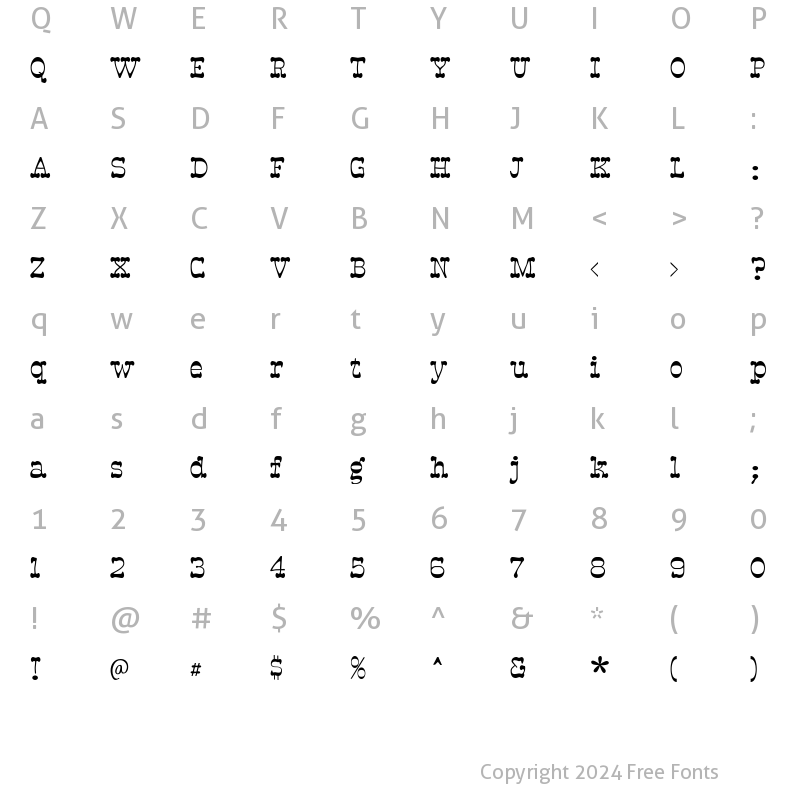 Character Map of RoundUp Regular