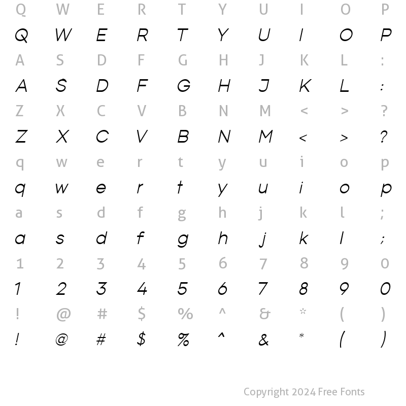 Character Map of Roushel Regular