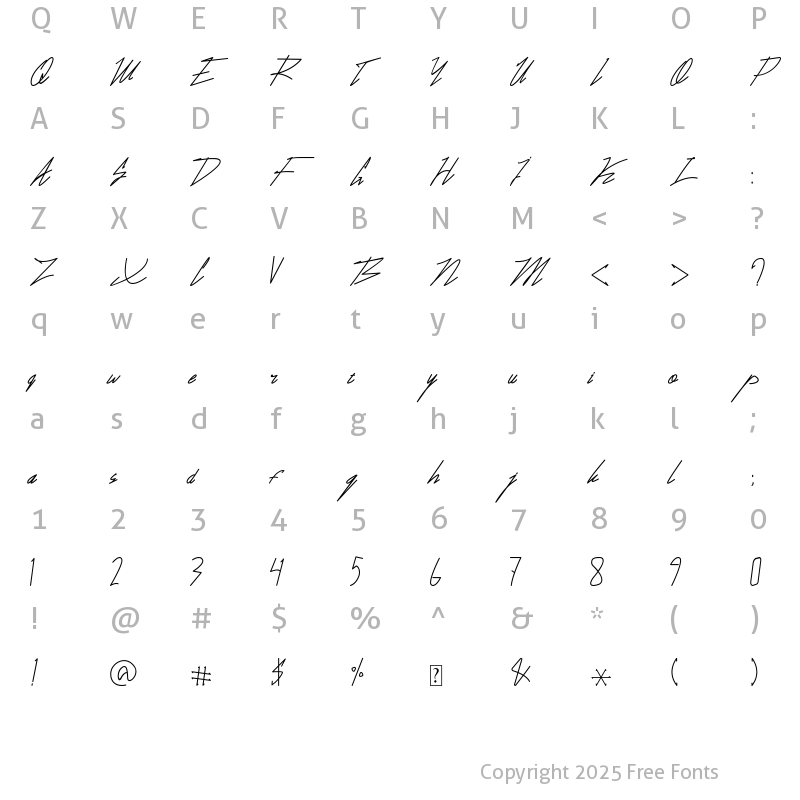 Character Map of Rousty Line Regular