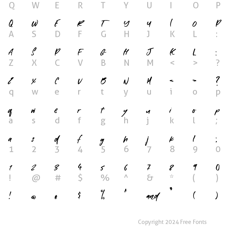 Character Map of Roverback Regular