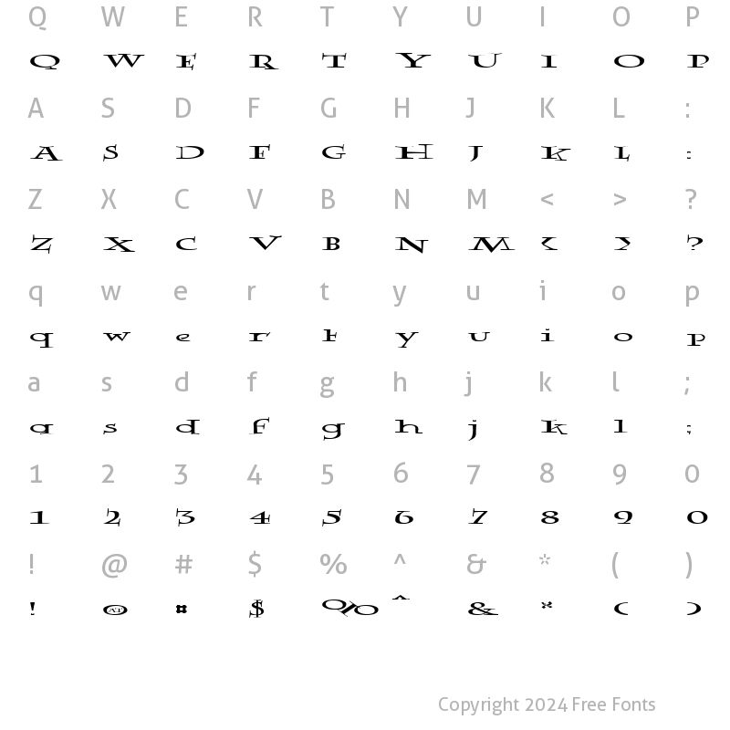 Character Map of Rowling Stone Wide Regular